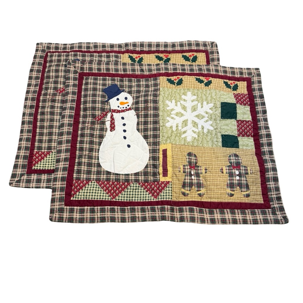 ✨🎄 Vintage-Style Christmas Quilted Pillow Shams Set of 2 (23” x 28”)‎ 🎄✨